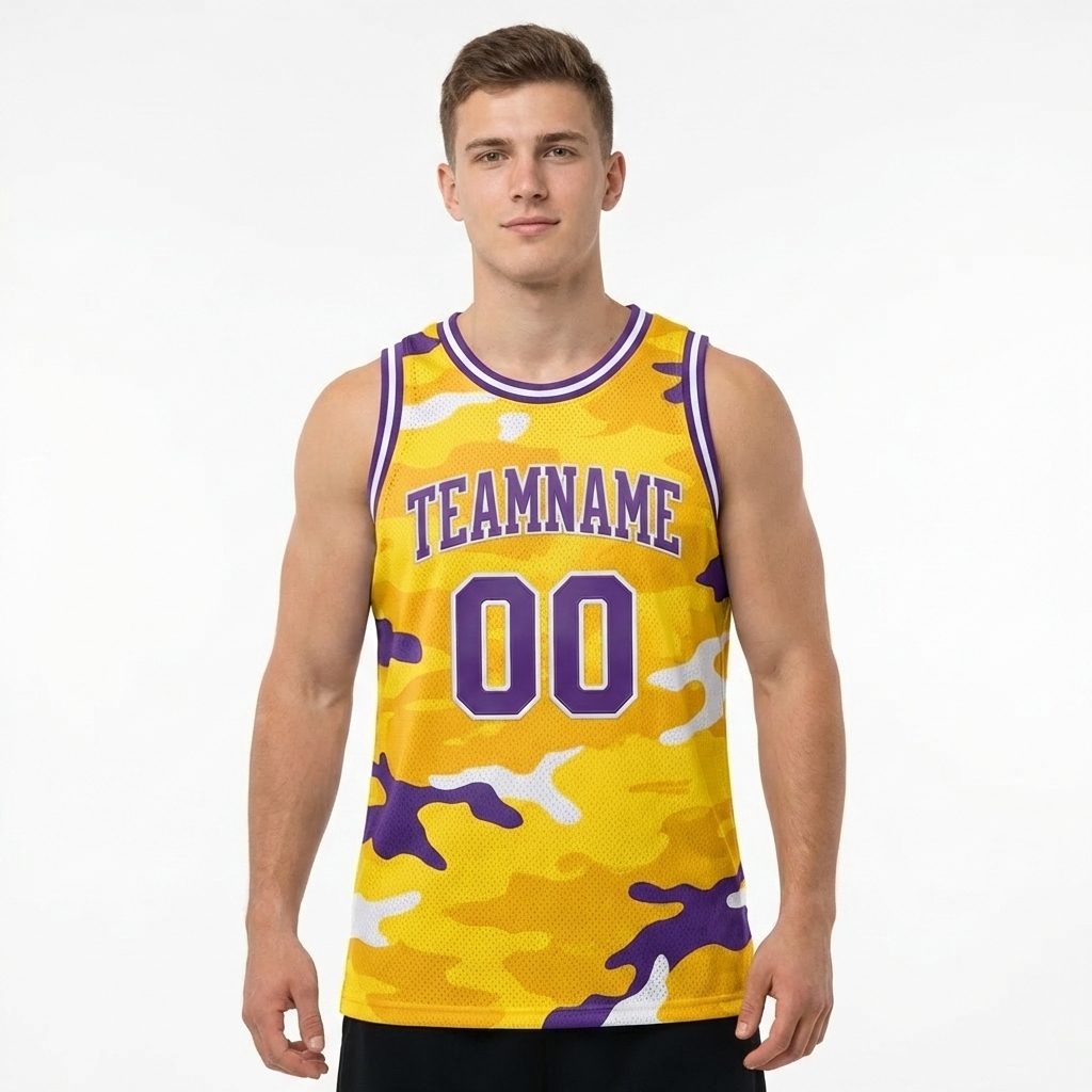 Custom Camo Purple & White Salute To Service Basketball City Edition Jersey