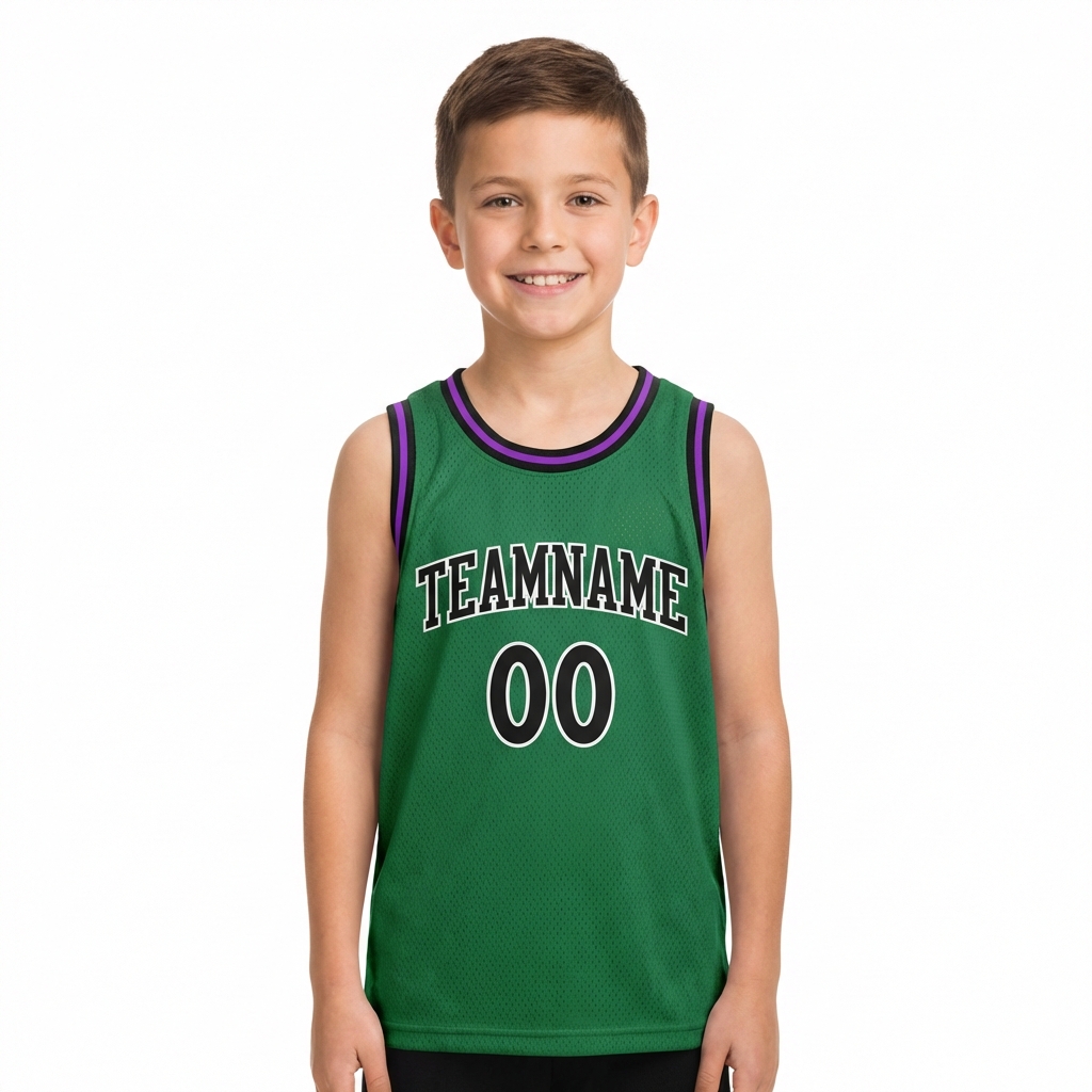 Custom Kelly Green & Black/White Basketball City Edition Jersey