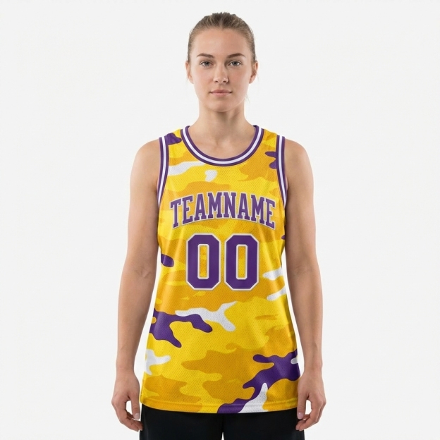 Custom Camo Purple & White Salute To Service Basketball City Edition Jersey