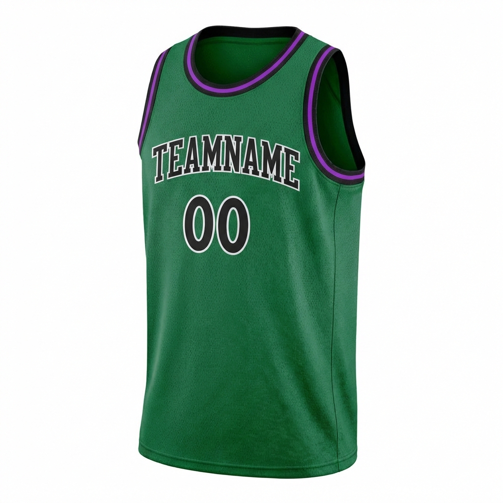 Custom Kelly Green & Black/White Basketball City Edition Jersey