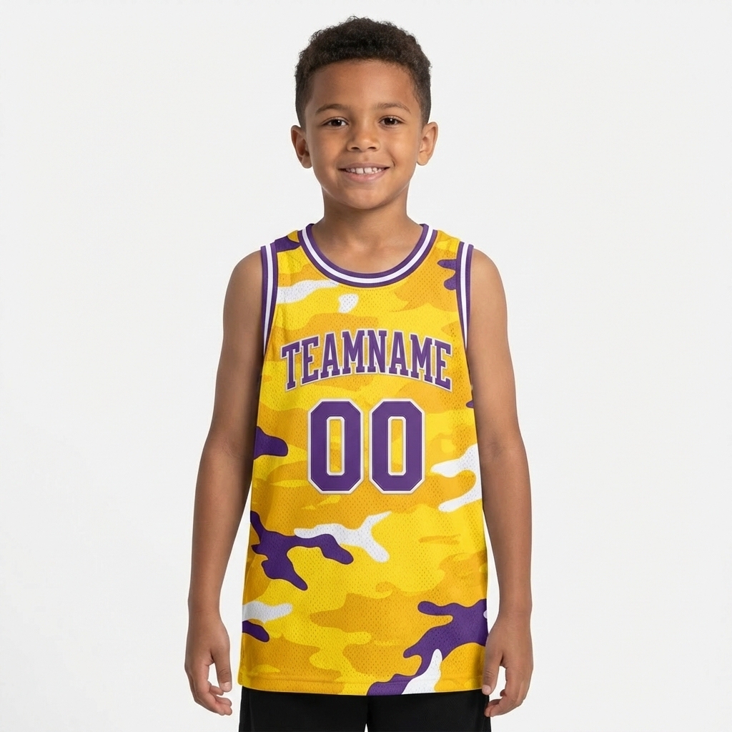 Custom Camo Purple & White Salute To Service Basketball City Edition Jersey