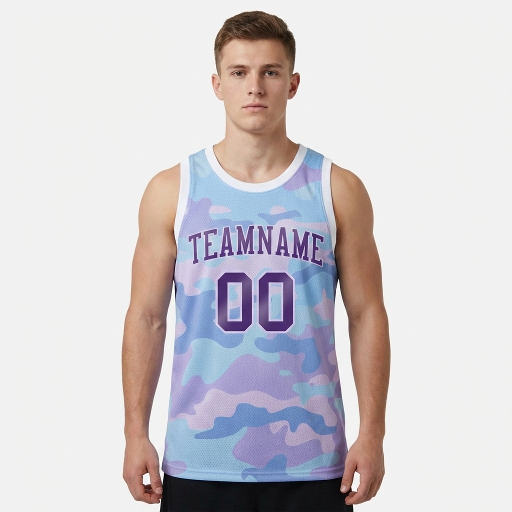 Custom Camo Purple & White Salute To Service Basketball City Edition Jersey