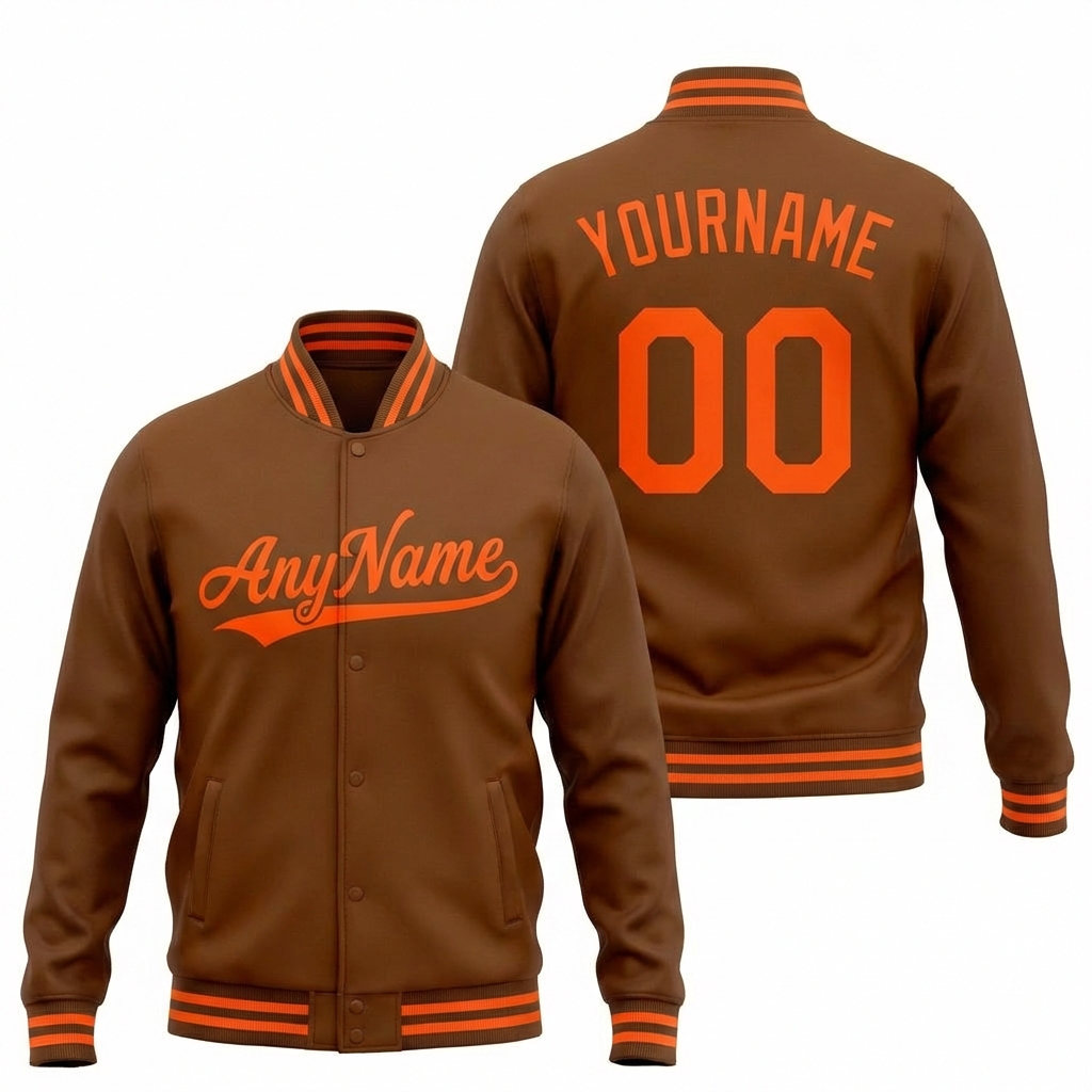 Custom Brown & Orange Full-Snap Fleece Jacket