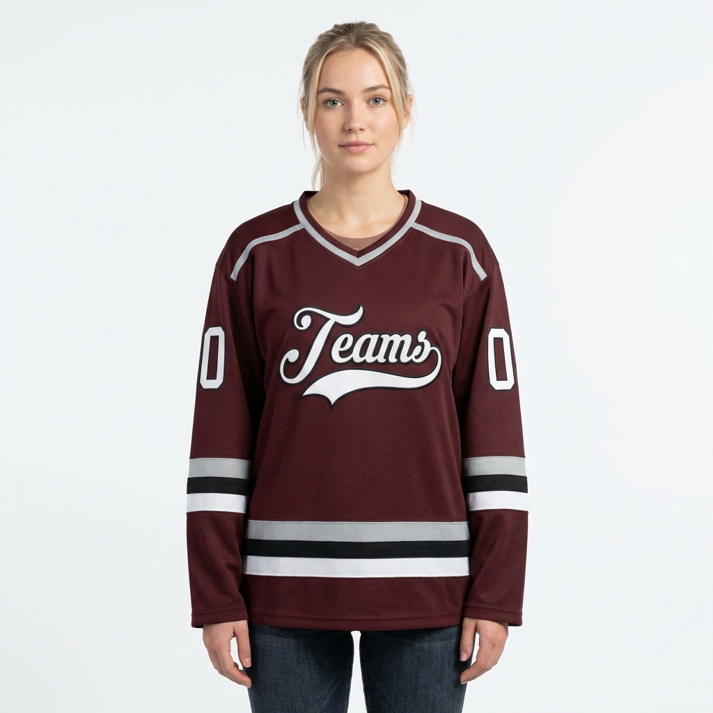 Custom Brown & White/Black Hockey Jersey