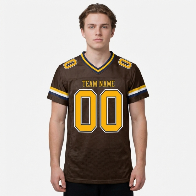 Custom Brown & Yellow/White Football Jersey