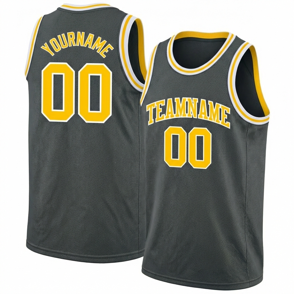 Custom Dark Grey & Yellow/White Basketball City Edition Jersey