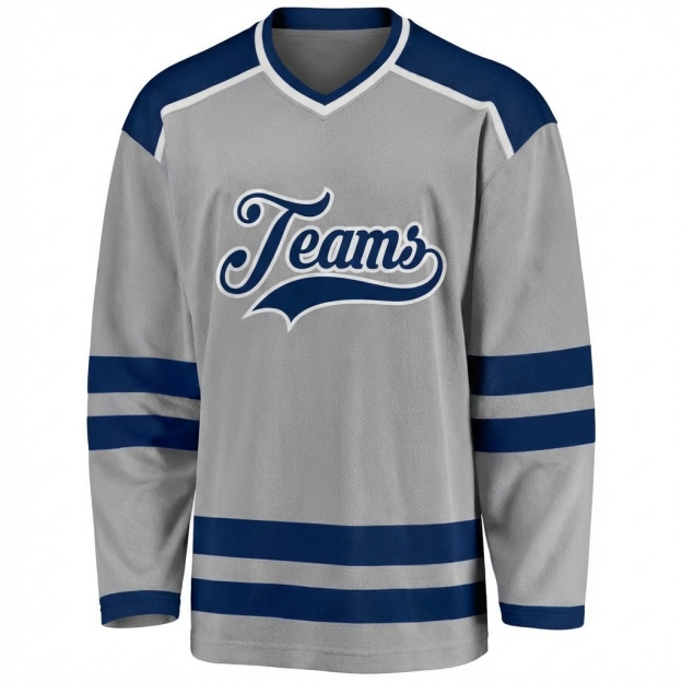 Custom Grey & Royal/White Hockey Jersey