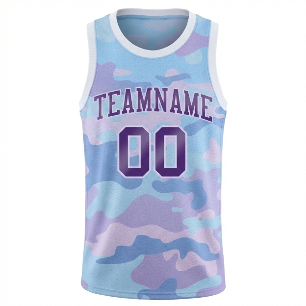 Custom Camo Purple & White Salute To Service Basketball City Edition Jersey