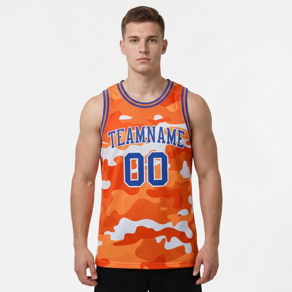 Custom Camo Blue & White Salute To Service Basketball City Edition Jersey