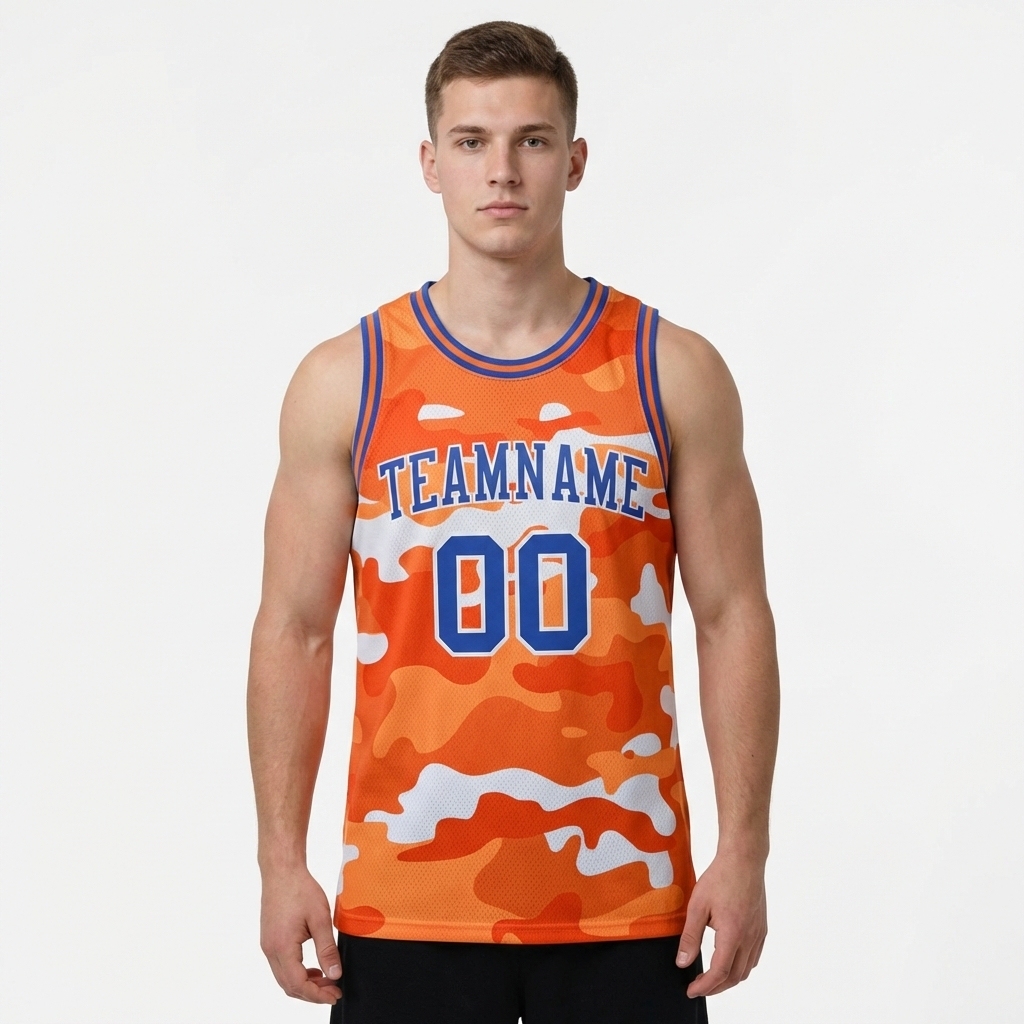 Custom Camo Blue & White Salute To Service Basketball City Edition Jersey