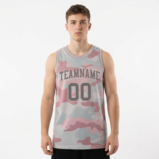 Custom Camo Grey & Pink Salute To Service Basketball City Edition Jersey