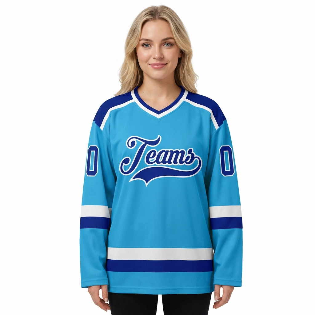 Custom Blue & Royal/White Hockey Jersey