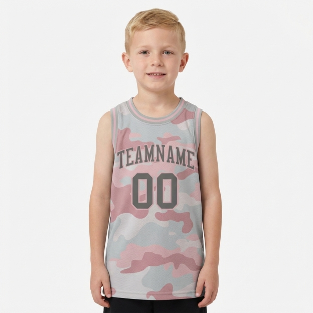 Custom Camo Grey & Pink Salute To Service Basketball City Edition Jersey