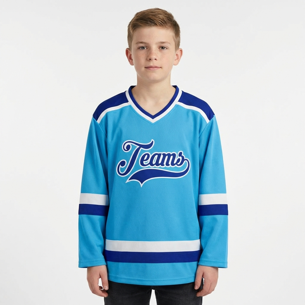 Custom Blue & Royal/White Hockey Jersey