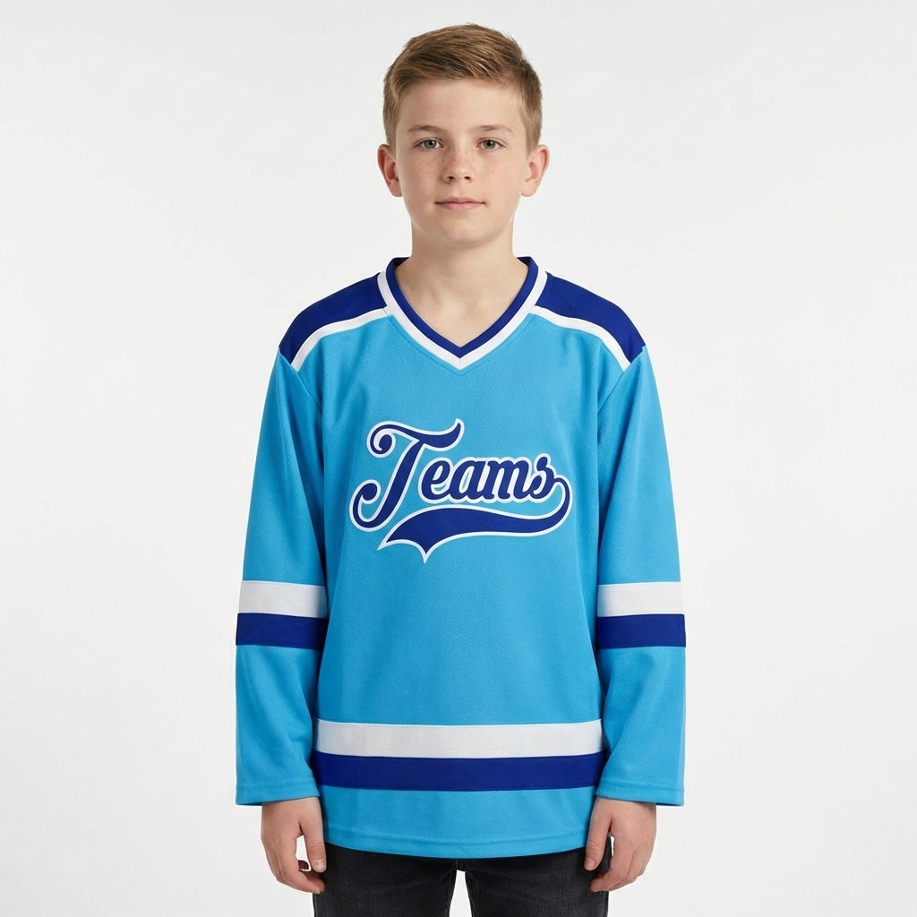 Custom Blue & Royal/White Hockey Jersey