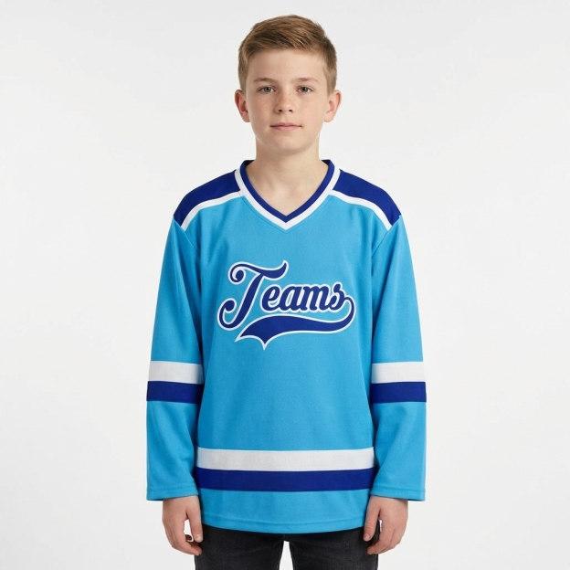 Custom Blue & Royal/White Hockey Jersey