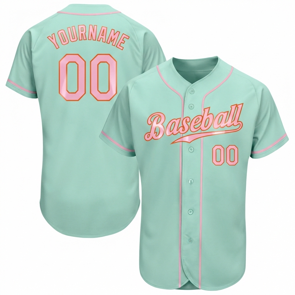 Custom Light Blue & Pink/Red Baseball Jersey