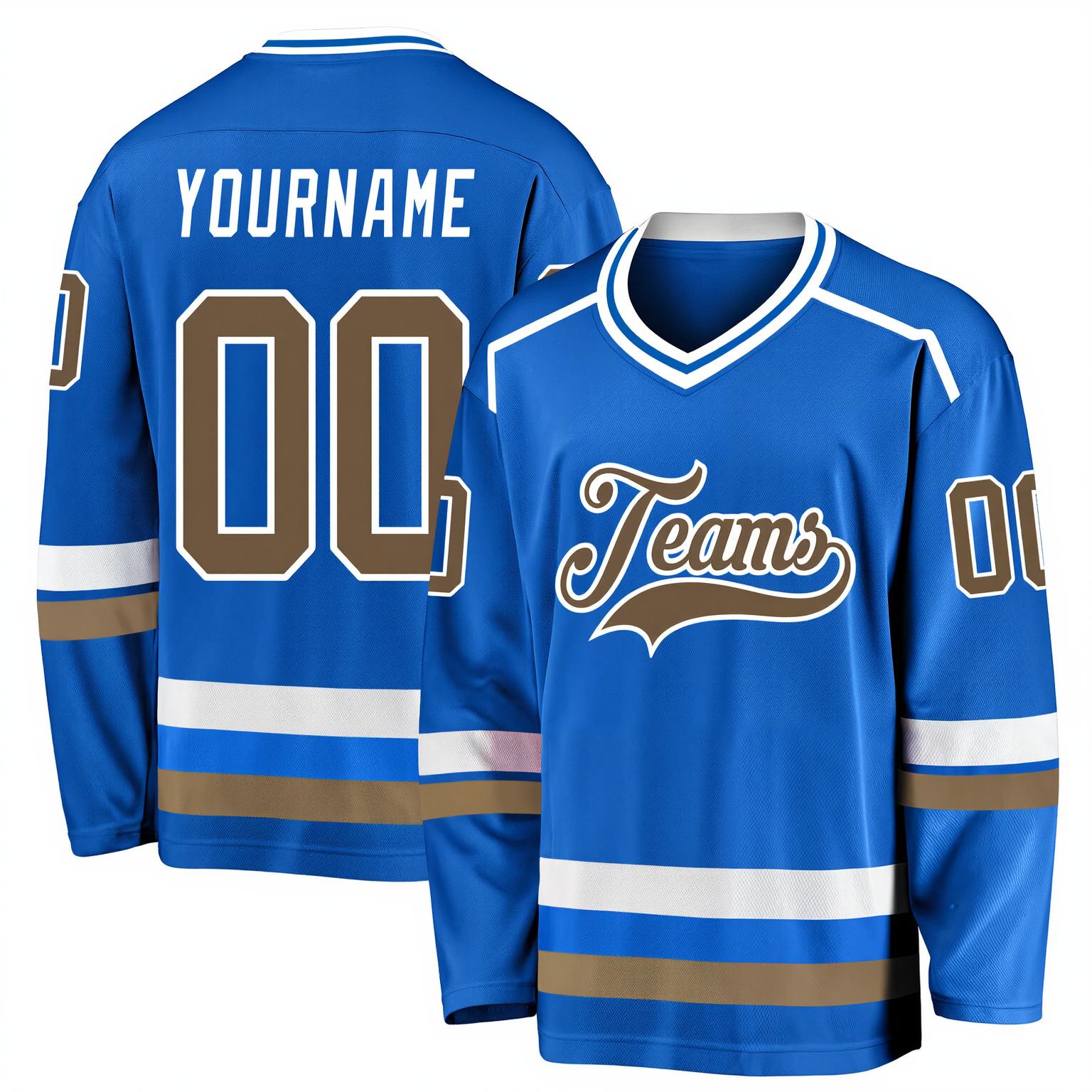 Custom Blue & Grey/White Hockey Jersey