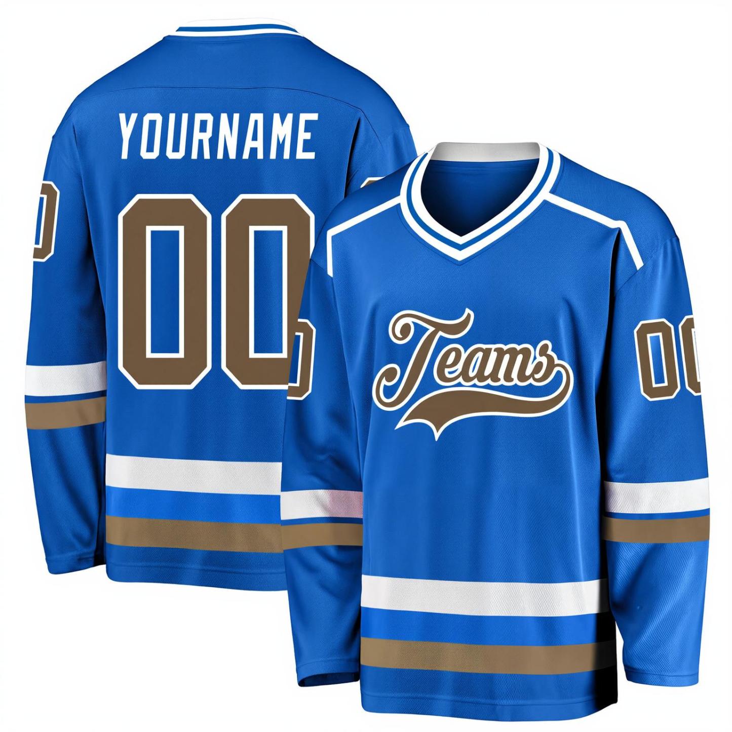 Custom Blue & Grey/White Hockey Jersey
