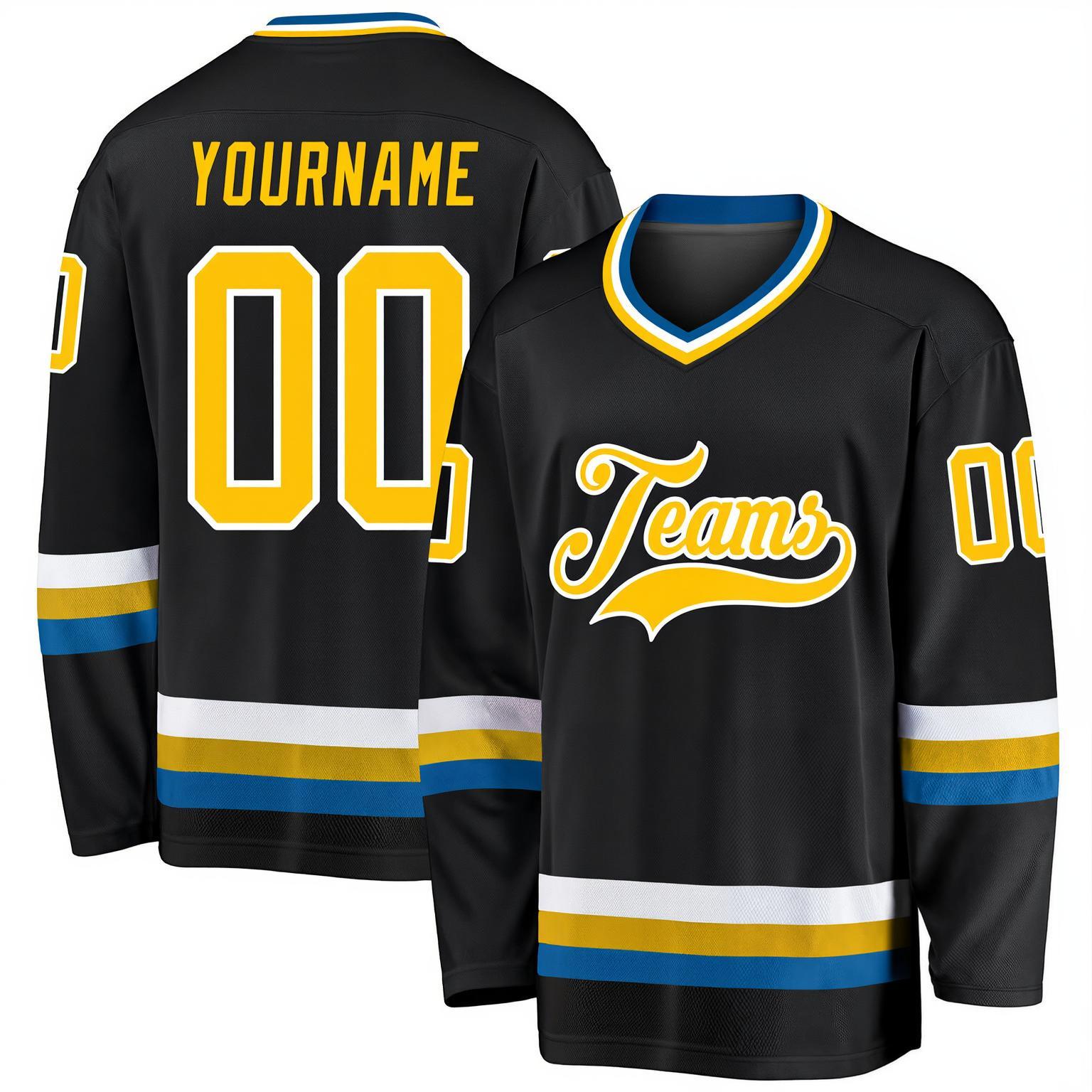 Custom Black & Yellow/White Hockey Jersey