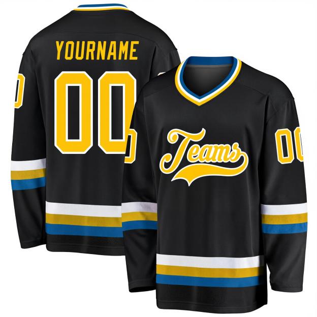 Custom Black & Yellow/White Hockey Jersey