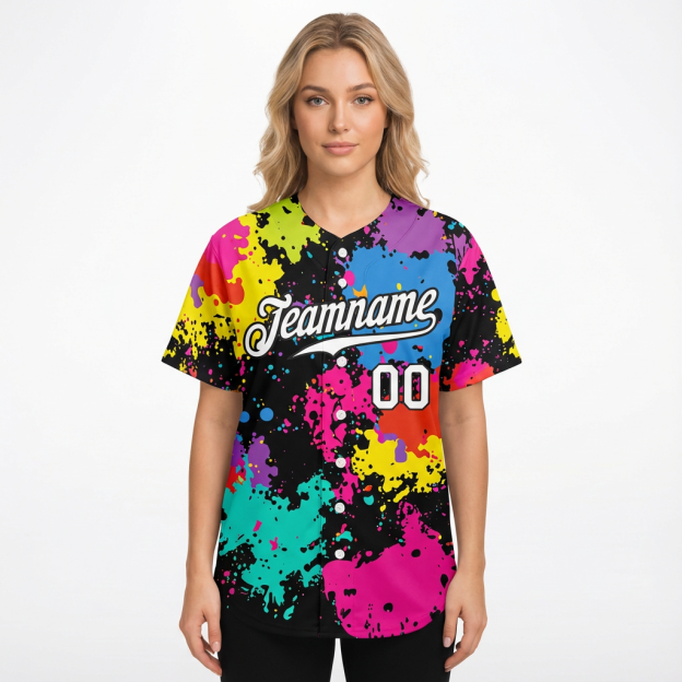 Custom Ink Splashes White&Black Baseball Jersey