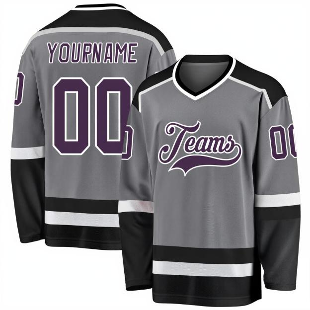 Custom Grey & Purple/White Hockey Jersey