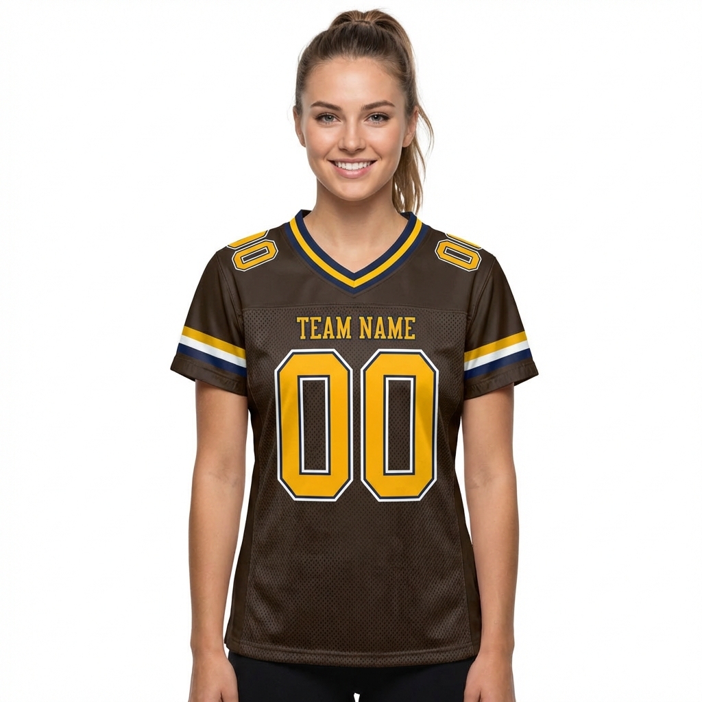 Custom Brown & Yellow/White Football Jersey