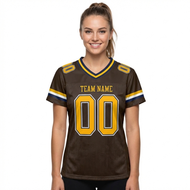Custom Brown & Yellow/White Football Jersey