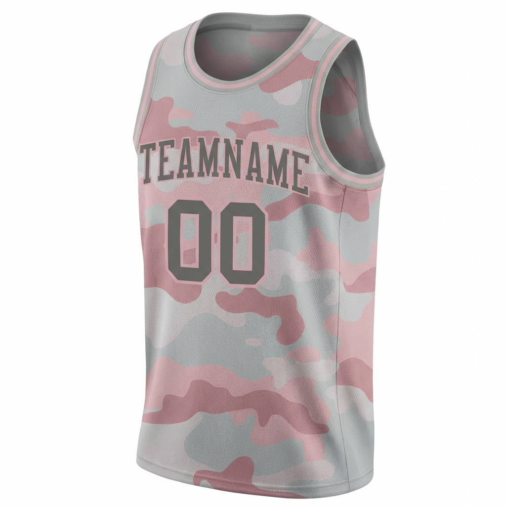 Custom Camo Grey & Pink Salute To Service Basketball City Edition Jersey