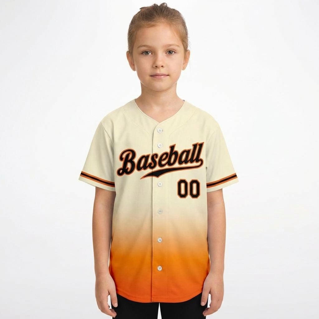 Custom Cream & Black/Orange Gradient Baseball Jersey