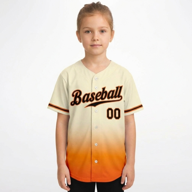 Custom Cream & Black/Orange Gradient Baseball Jersey