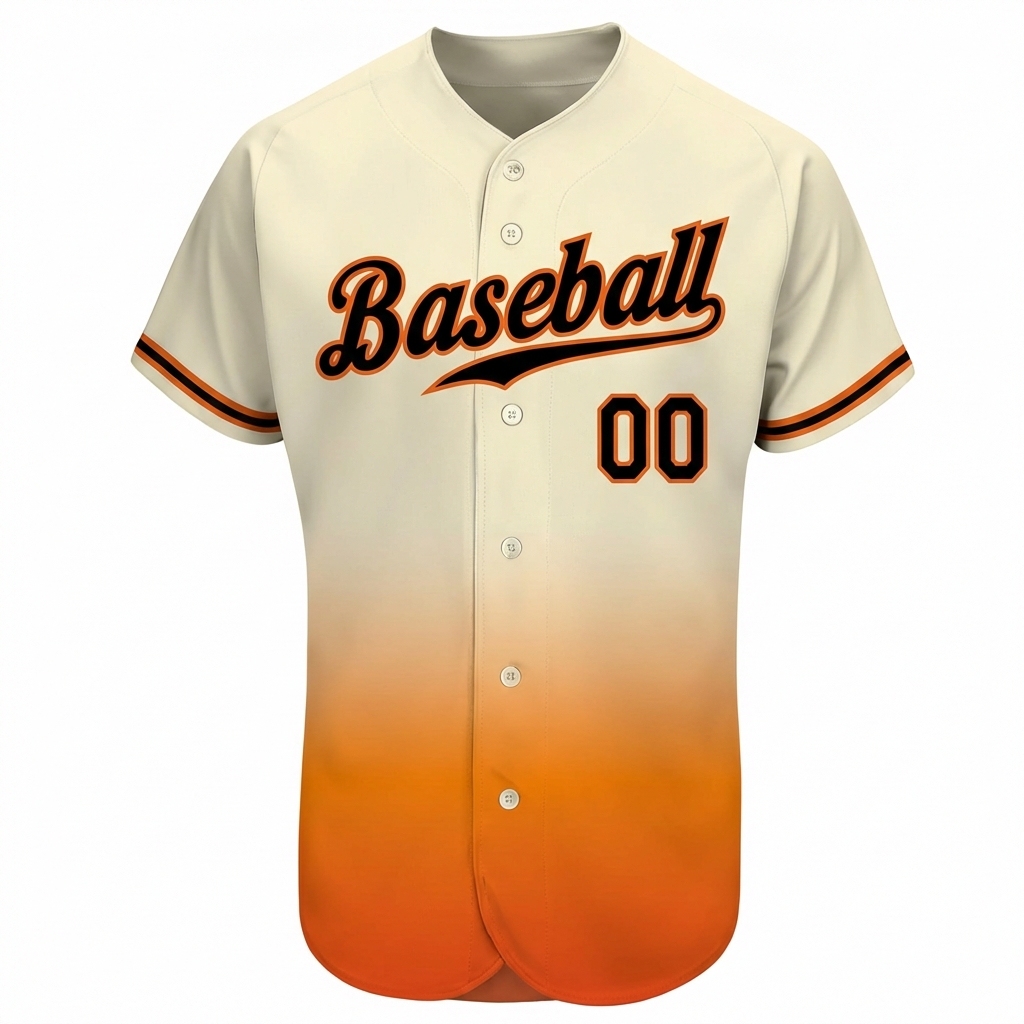 Custom Cream & Black/Orange Gradient Baseball Jersey