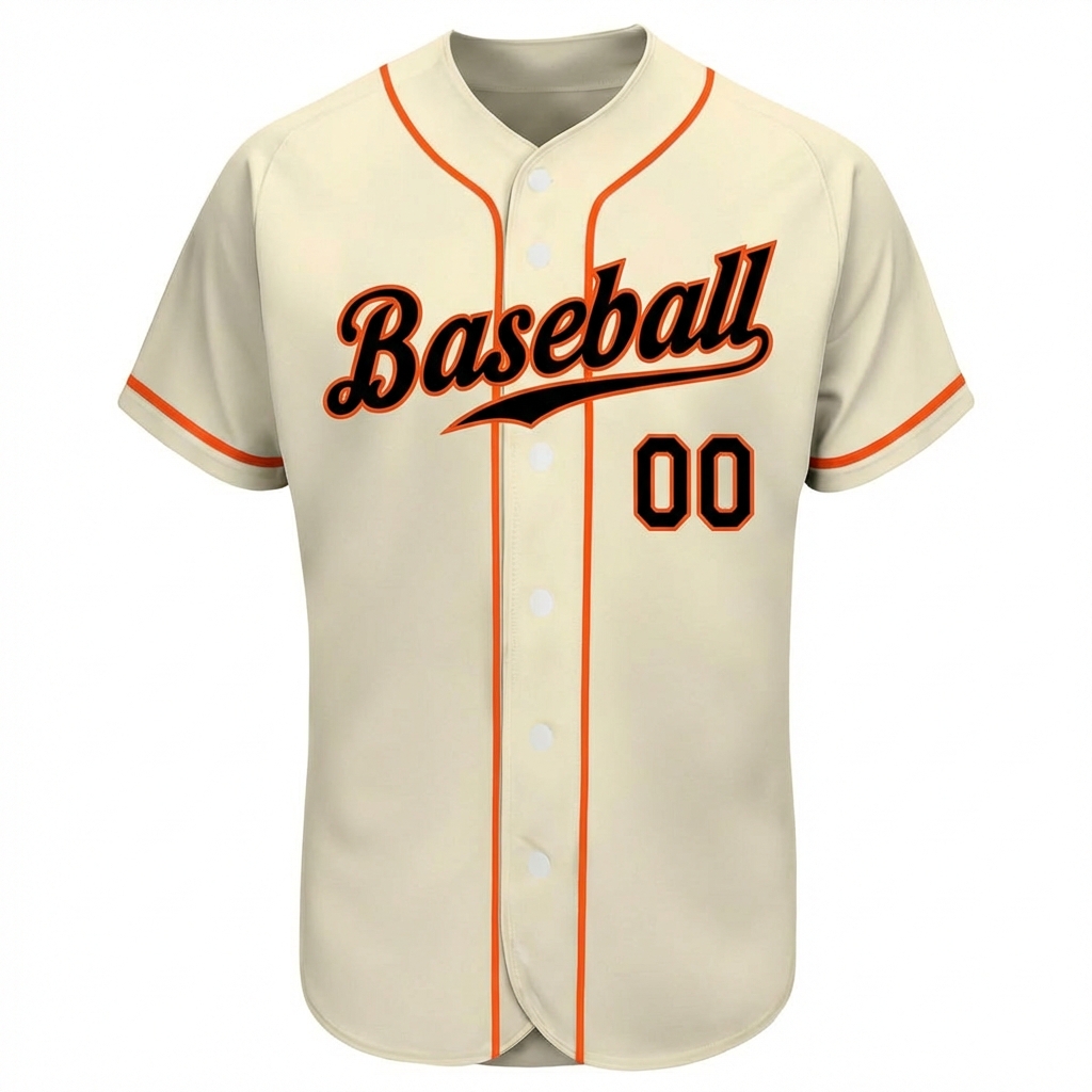 Custom Cream & Black/Orange Baseball Jersey