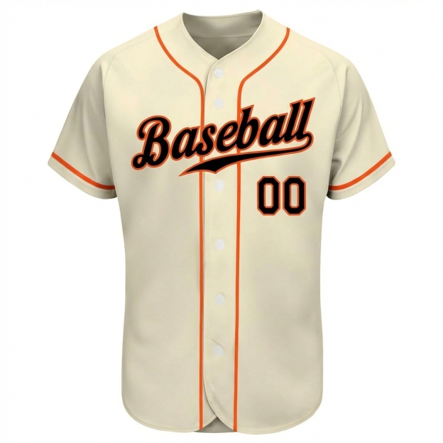 Custom Cream & Black/Orange Baseball Jersey