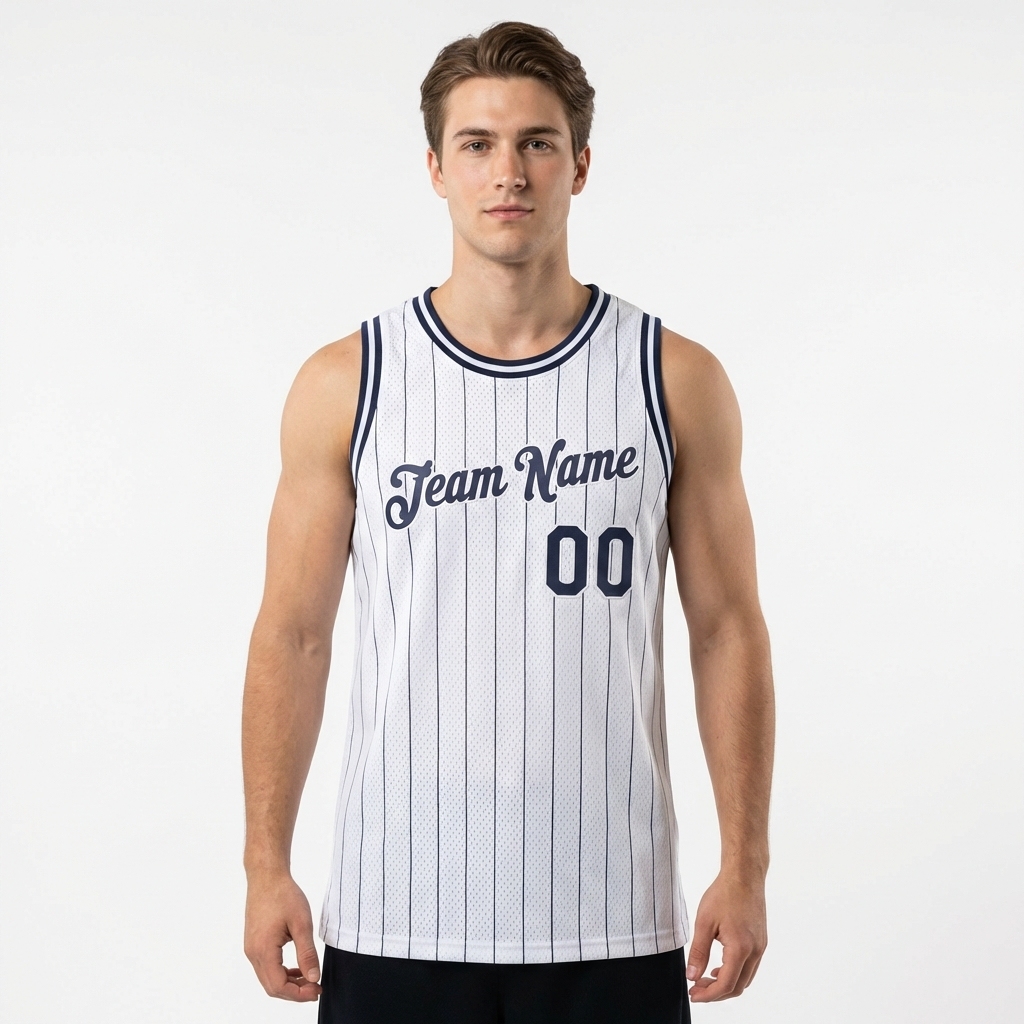 Custom White & Black Pinstripes Basketball City Edition Jersey
