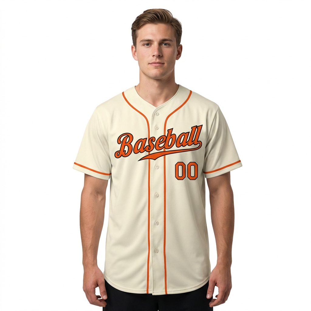 Custom Cream & Orange/Black Baseball Jersey