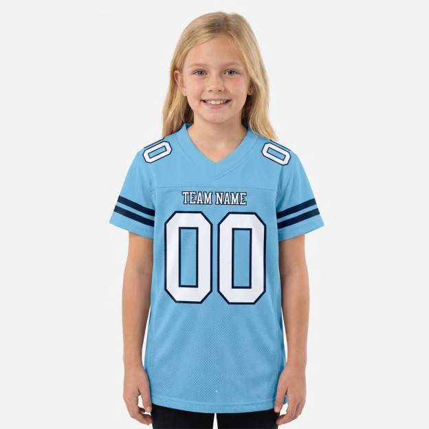 Custom Light Blue & White/Black Football Jersey