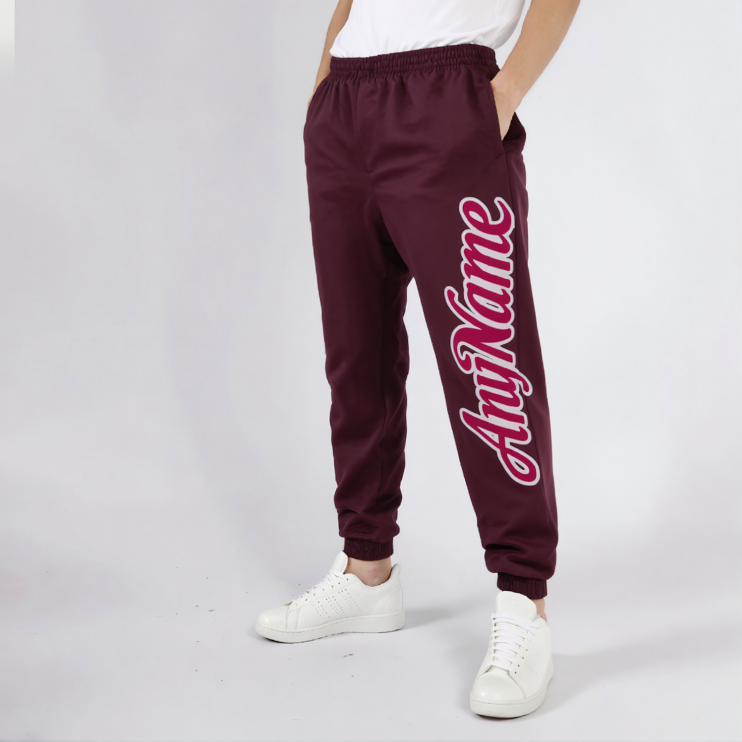 Custom Burgundy & Grey Fleece Jogger Sweatpants