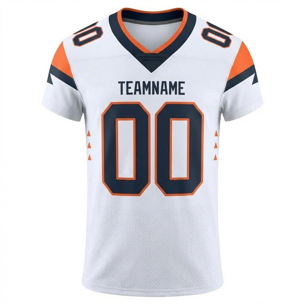 Custom White & Black/Orange Football Jersey