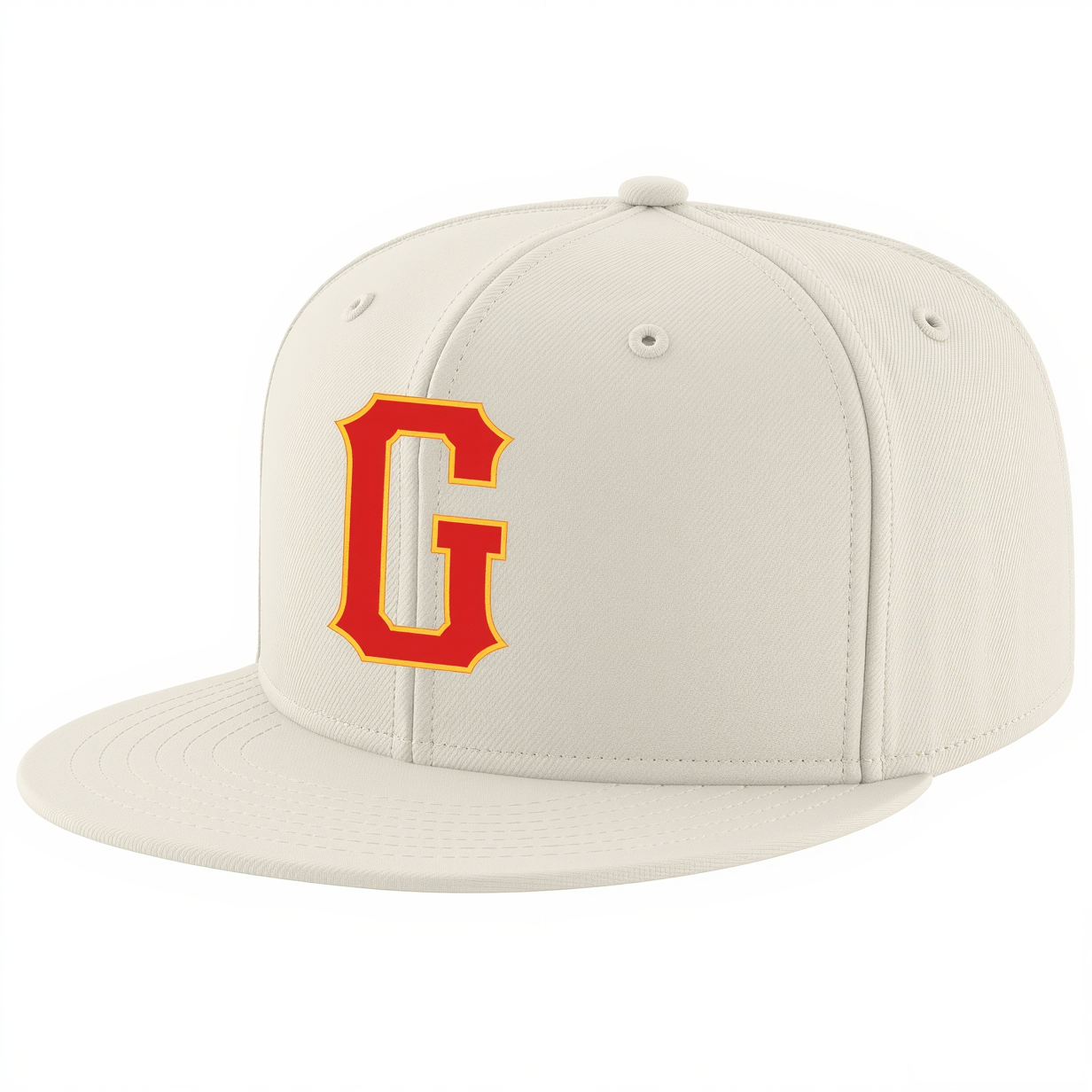 Custom Cream & Red/Yellow Stitched Adjustable Snapback Hat