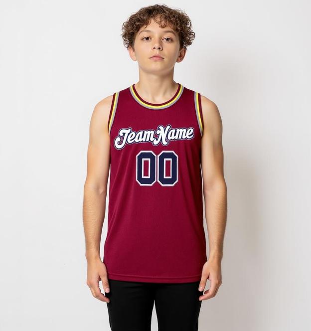 Custom Burgundy & White/Navy Basketball City Edition Jersey