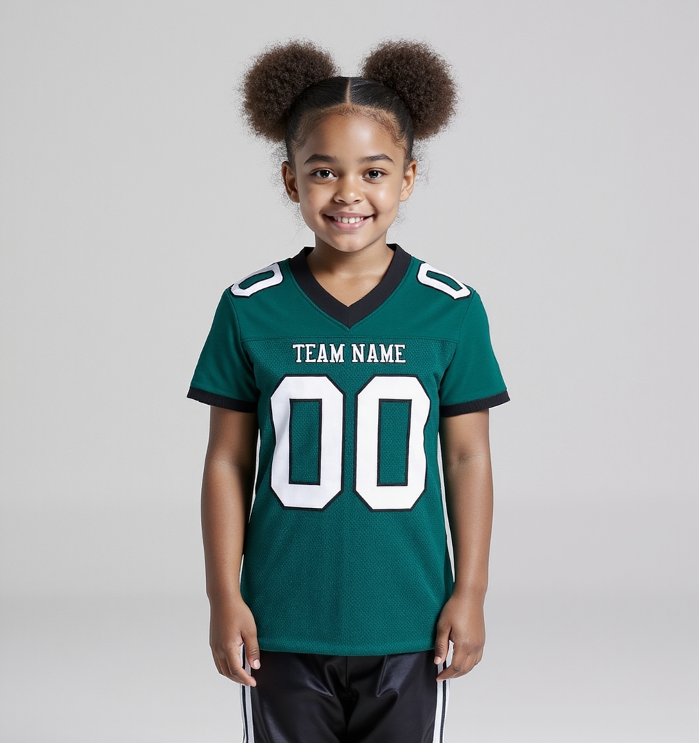 Custom Midnight Green & White/Black Football Jersey