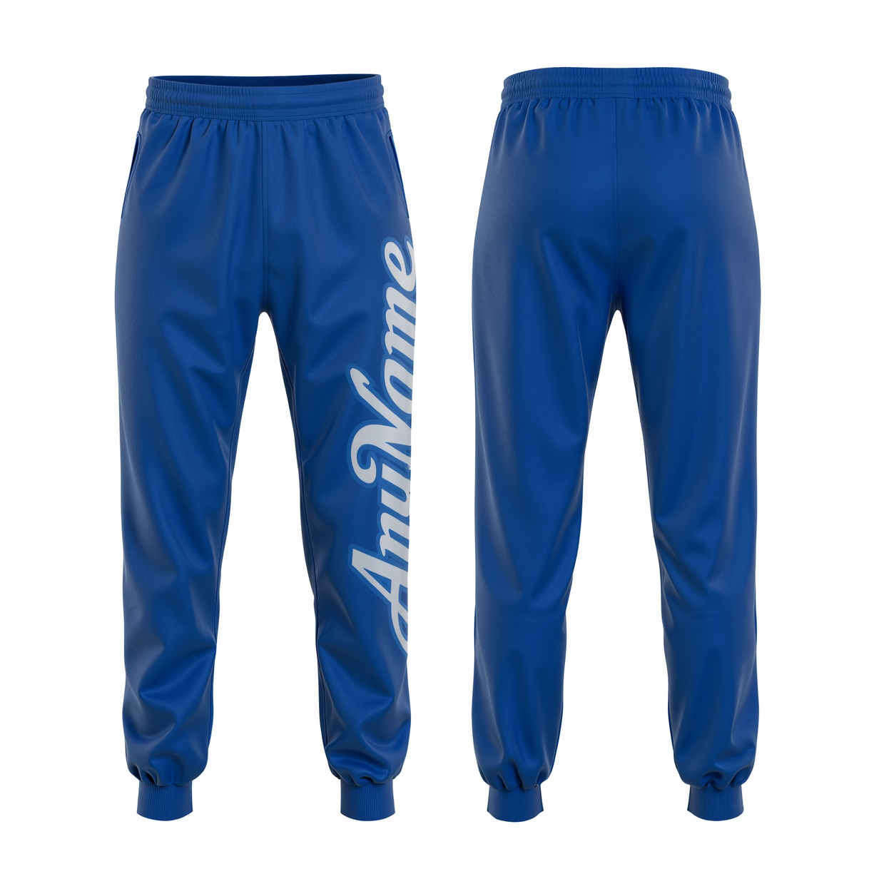 Custom Blue & White Fleece Jogger Sweatpants