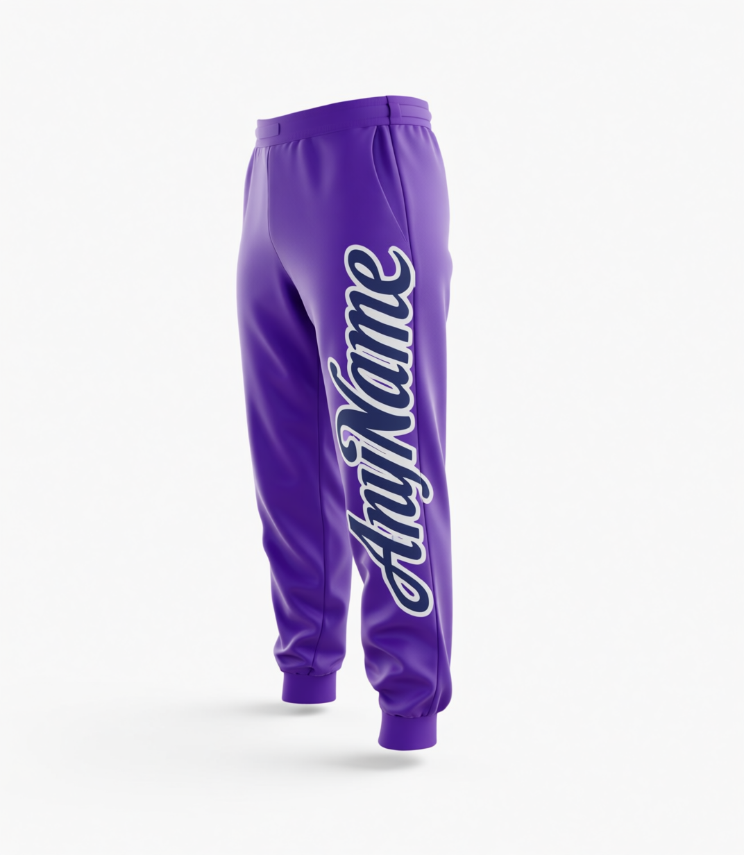 Custom Purple & Blue/White Fleece Jogger Sweatpants