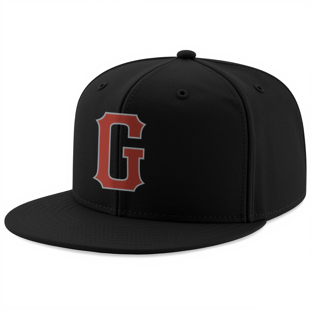 Custom Black & Burgundy/Sliver Stitched Adjustable Snapback Hat