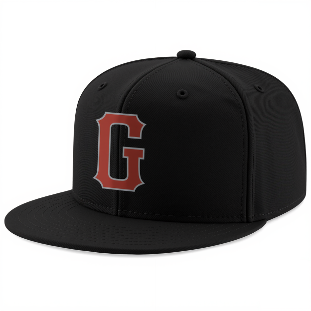 Custom Black & Burgundy/Sliver Stitched Adjustable Snapback Hat