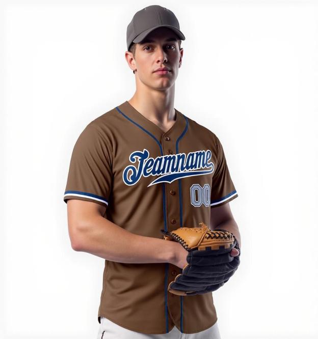 Custom Brown & Royal/White Baseball Jersey