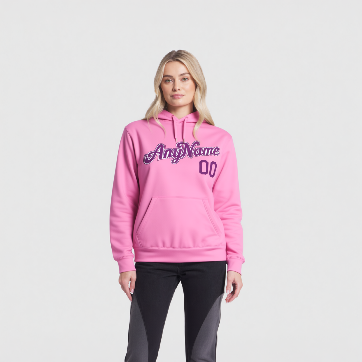 Custom Pink & Purple/White Pullover Sports Sweatshirt Hoodie