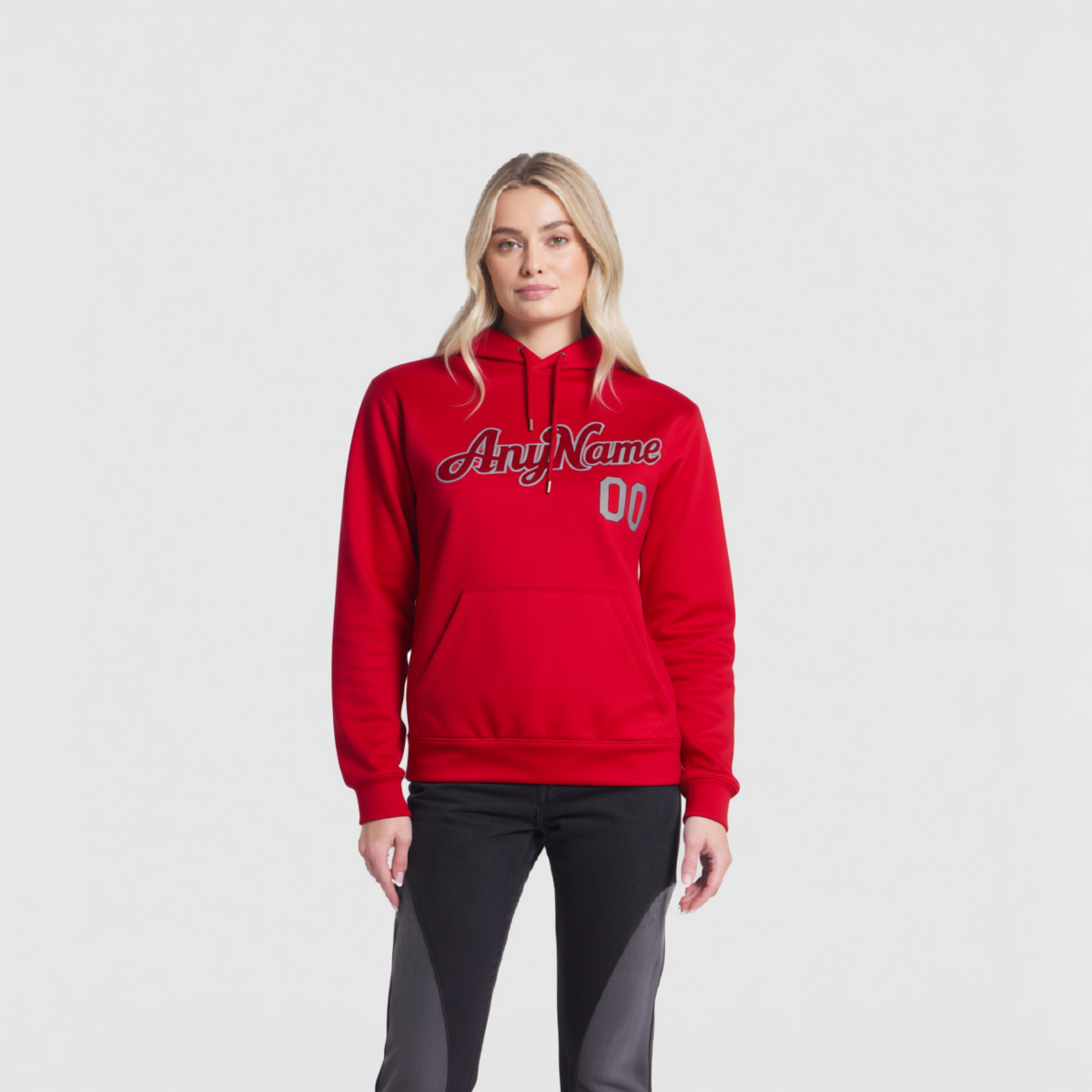  Custom Red & Grey/Black Pullover Sports Sweatshirt Hoodie